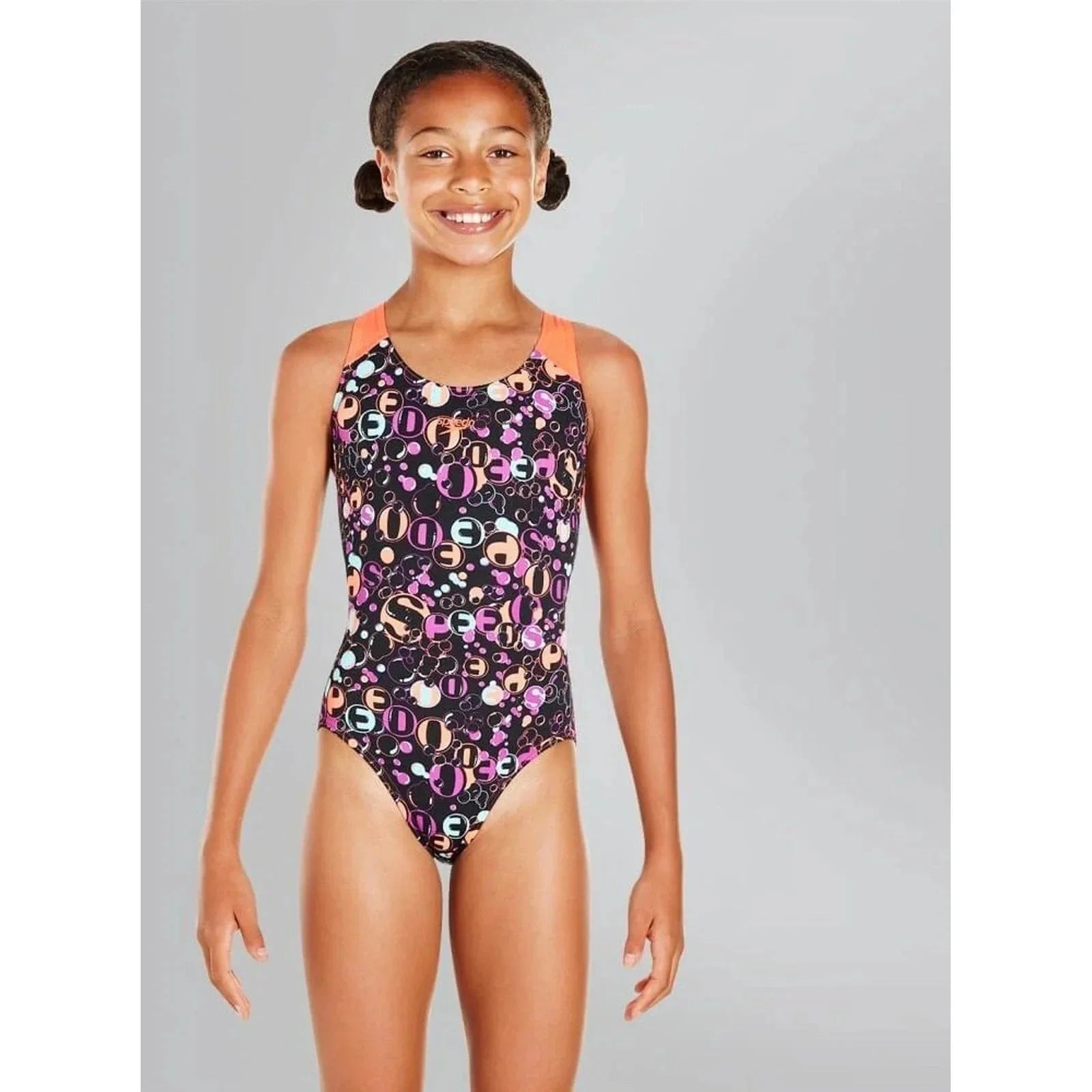 Speedo Girl s Splashback Swimsuit Black Red WrightSport