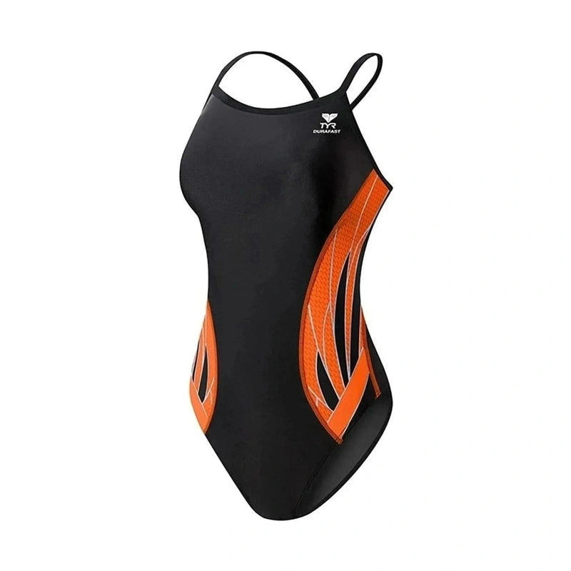 TYR Female Phoenix Splice - Black/Orange | WrightSport