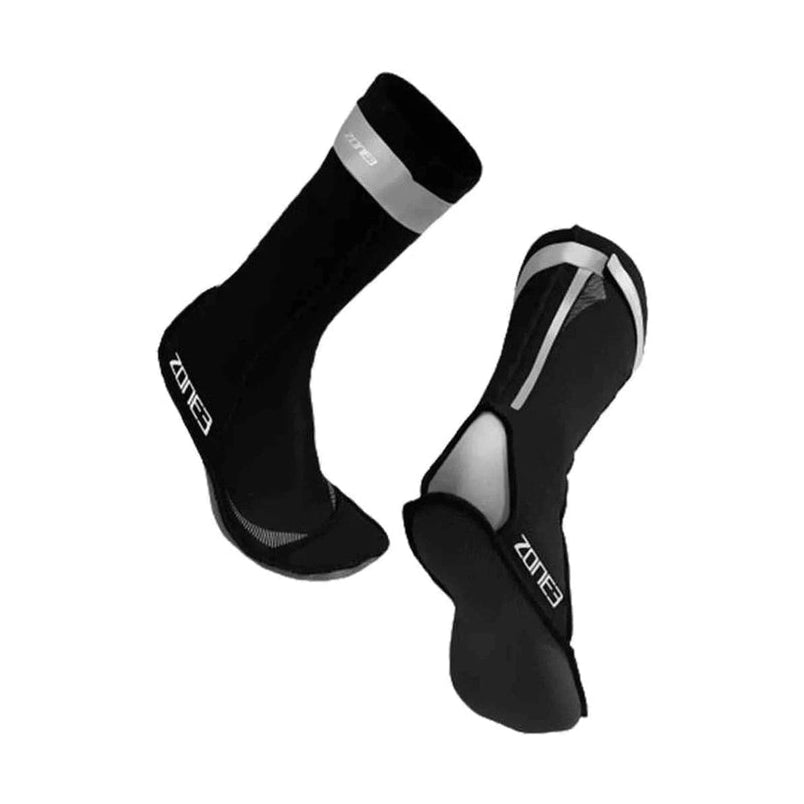 ZONE3 Neoprene Swim Socks - Black/ Silver | WrightSport