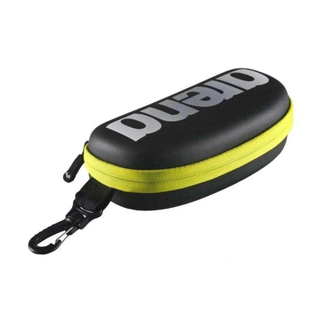Arena Goggle Case in Black/Silver/Fluo Yellow for swim goggles.