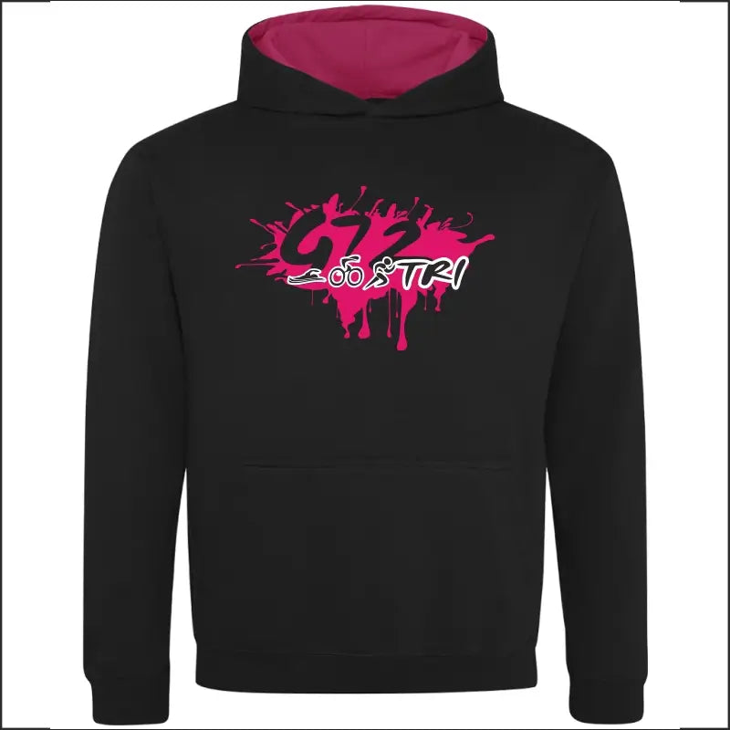 G72 TC - Junior Contrast Hoodie - Jet Black and Hot Pink