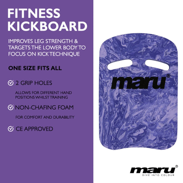 Maru Swirl Two Grip Fitness Kickboard - Dark Purple/Purple