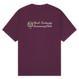 Stock Exchange Swimming Club - BURGUNDY Lutra Unisex H/weight Cotton Boxy Tee