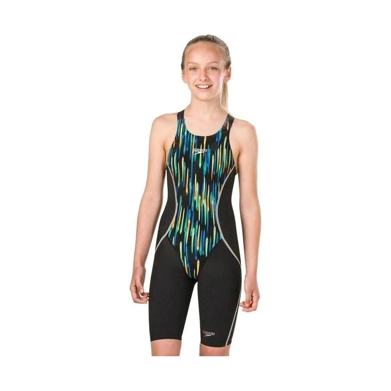 Speedo Fastskin JNR Racer X Open Back Kneeskin - Black/Blue | WrightSport