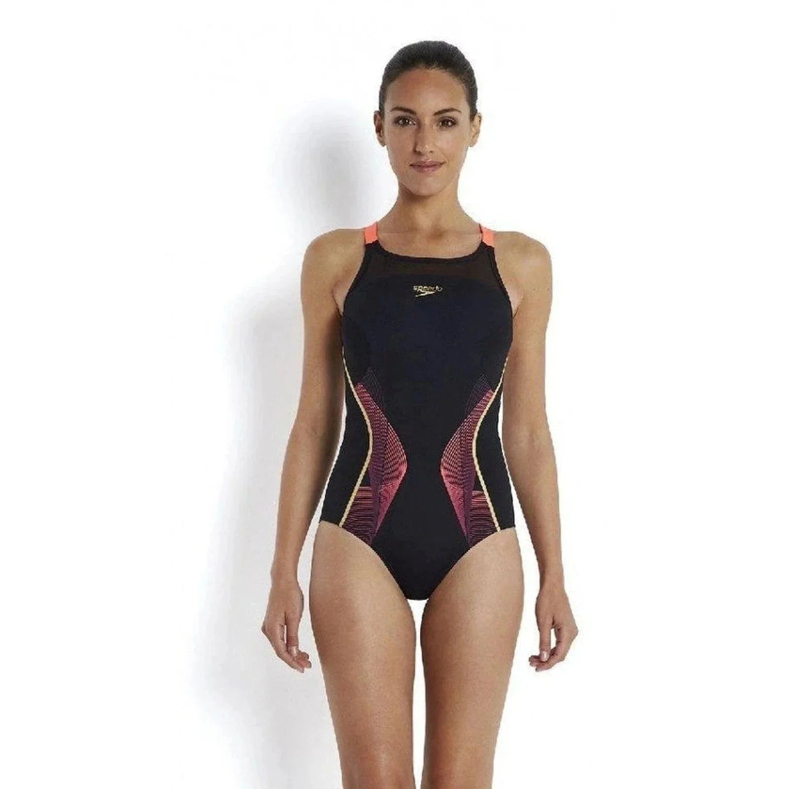 Speedo Ladie's Fit Pinnacle Swimsuit - Black/Red/Gold