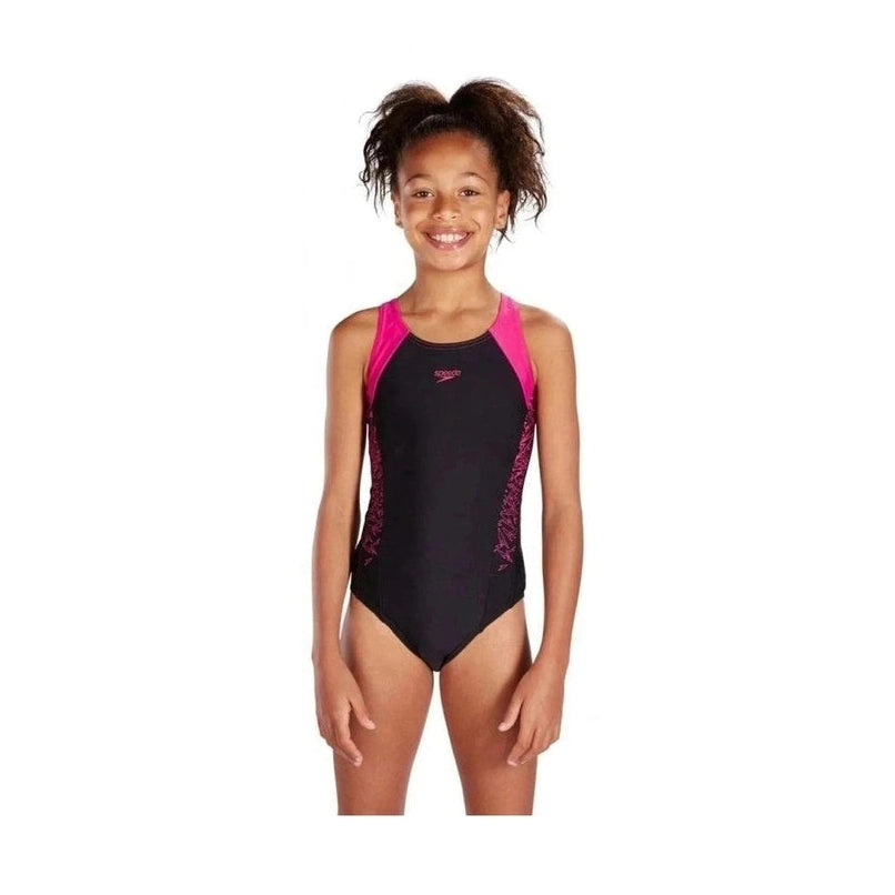 Speedo Girl's Boom Splice Swimsuit - Pink/Black | WrightSport