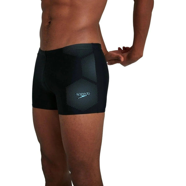 Speedo Men's Hexagonal Tech Placement Aquashort - Black/Blue