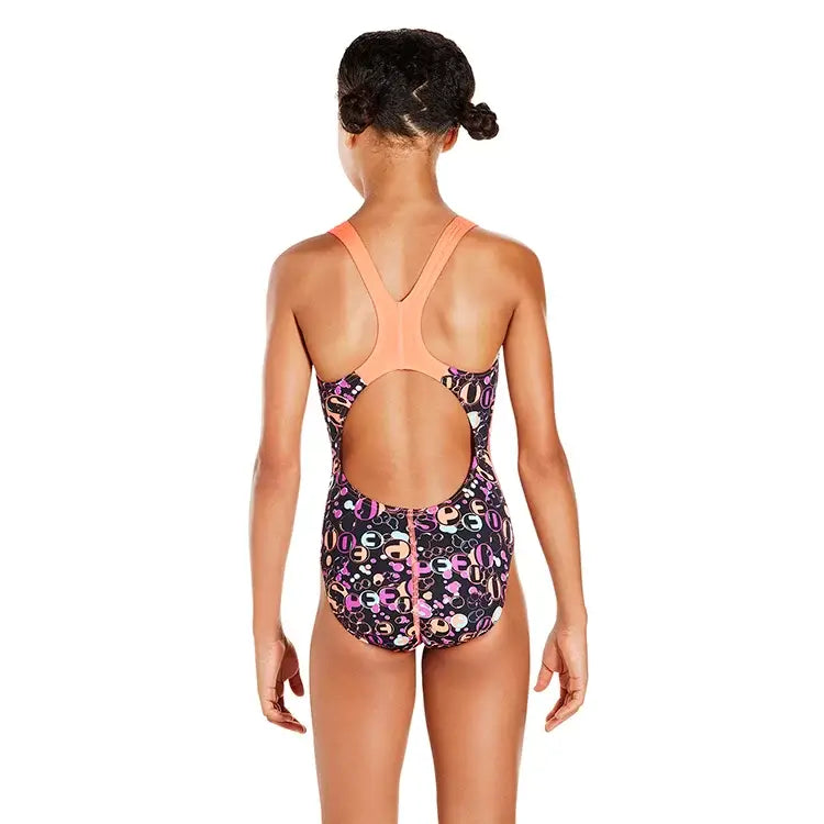 Speedo Girl's Funsplash Splashback Swimsuit - Black/Red