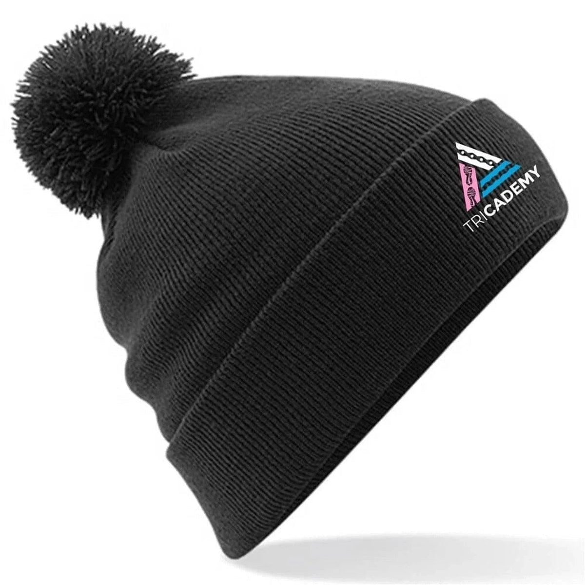 TRICADEMY - Pom Pom Beanie Hat - Black