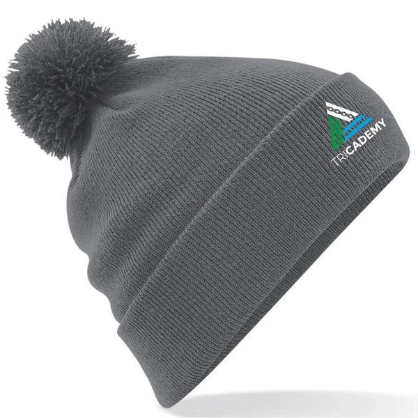 TRICADEMY - Pom Pom Beanie Hat - Graphite Grey