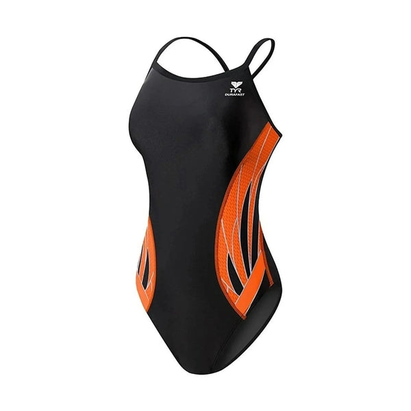 TYR Female Phoenix Splice - Black/Orange | WrightSport