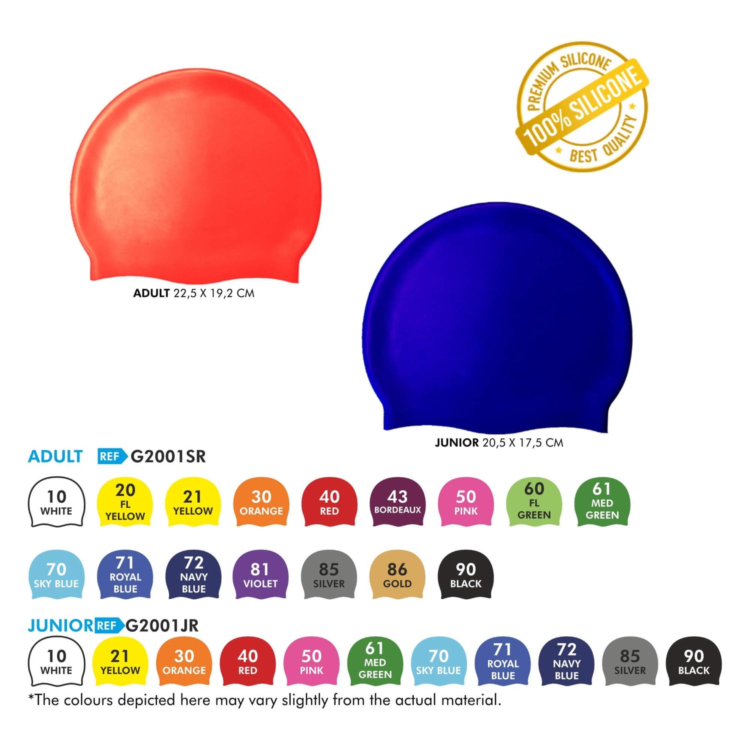 WrightSport Flat Silicone Swimming Caps