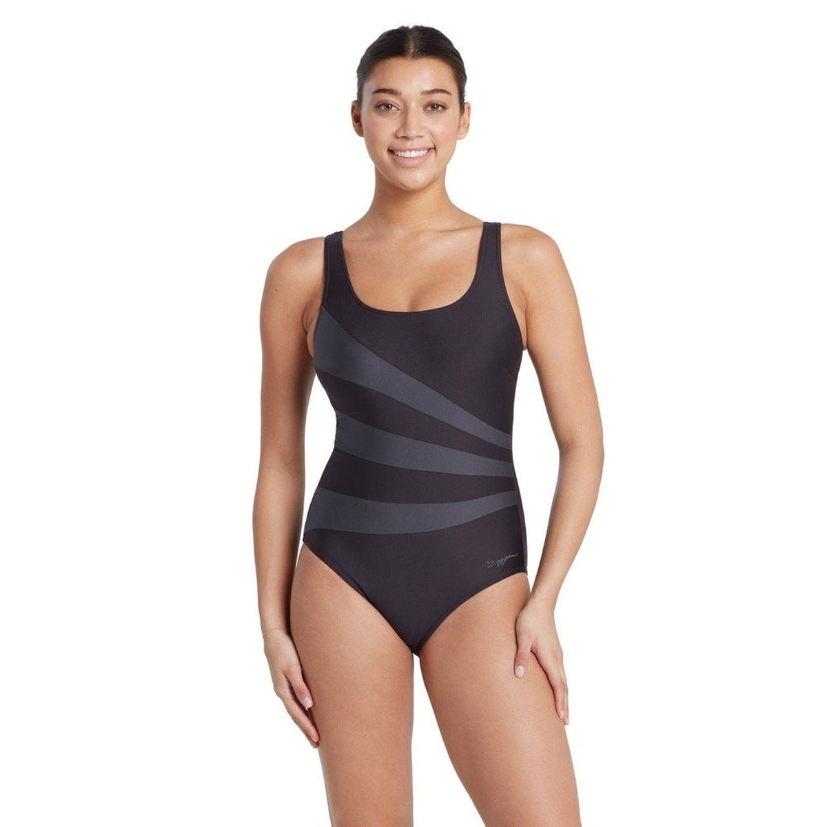 Zoggs Womens Sandon Scoopback One Piece Swimsuit - Black