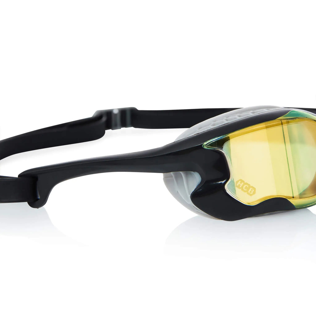 Zoggs Raptor Mirror Goggles - Black with Blue/Gold Lens