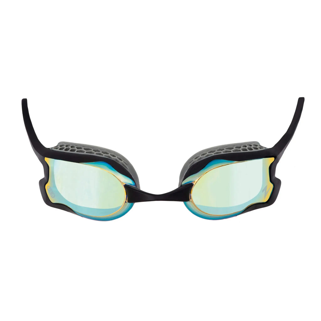 Zoggs Raptor Mirror Goggles - Black with Blue/Gold Lens
