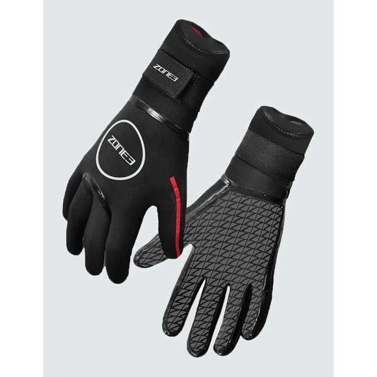 Zone3 Neoprene Heat Tech Warmth Swim Gloves - Black / Red