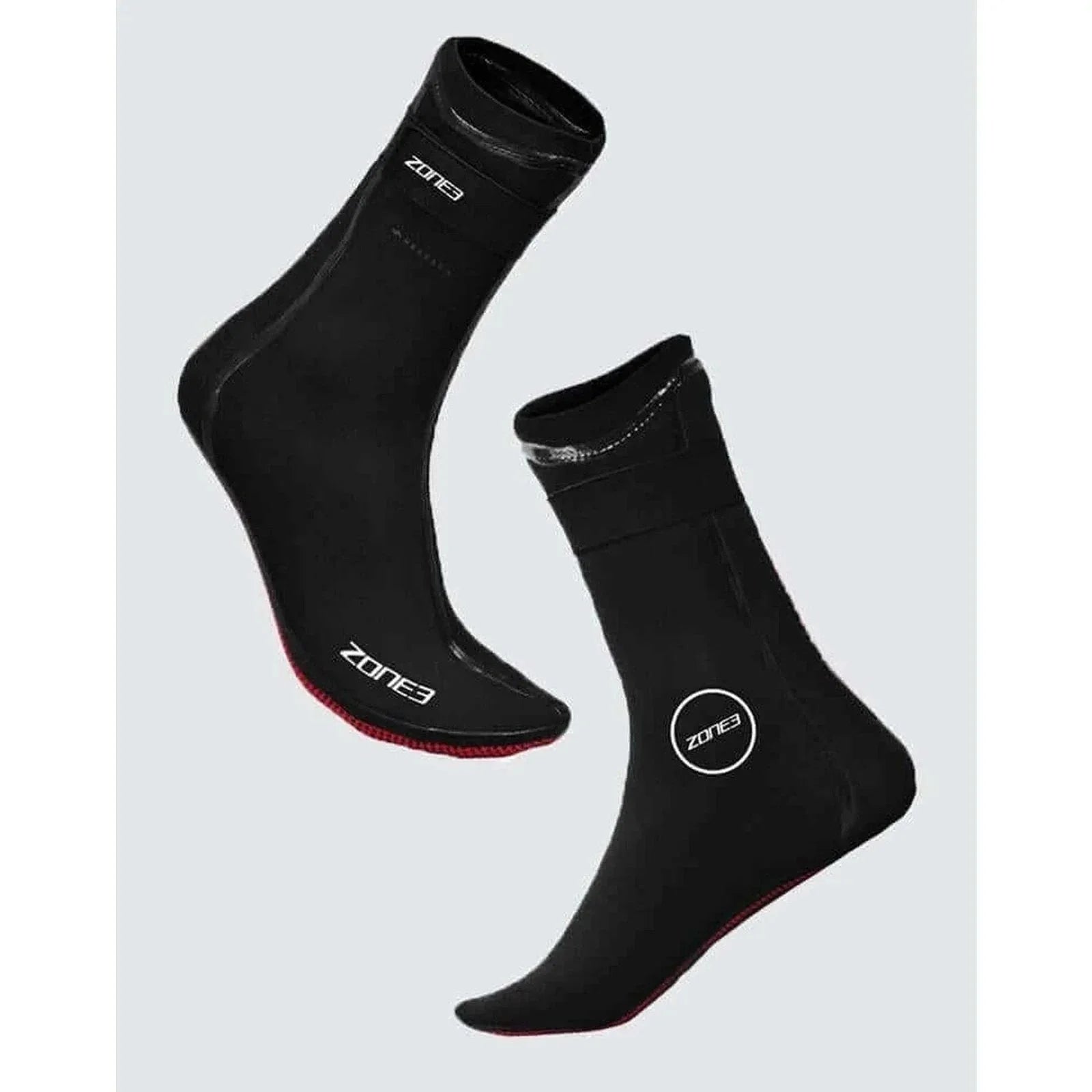 ZONE3 Neoprene Heat Tech Warmth Swim Socks - Black/Red