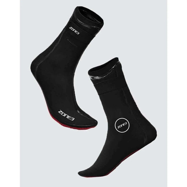 Zone3 Neoprene Heat Tech Warmth Swim Socks - Black / Red