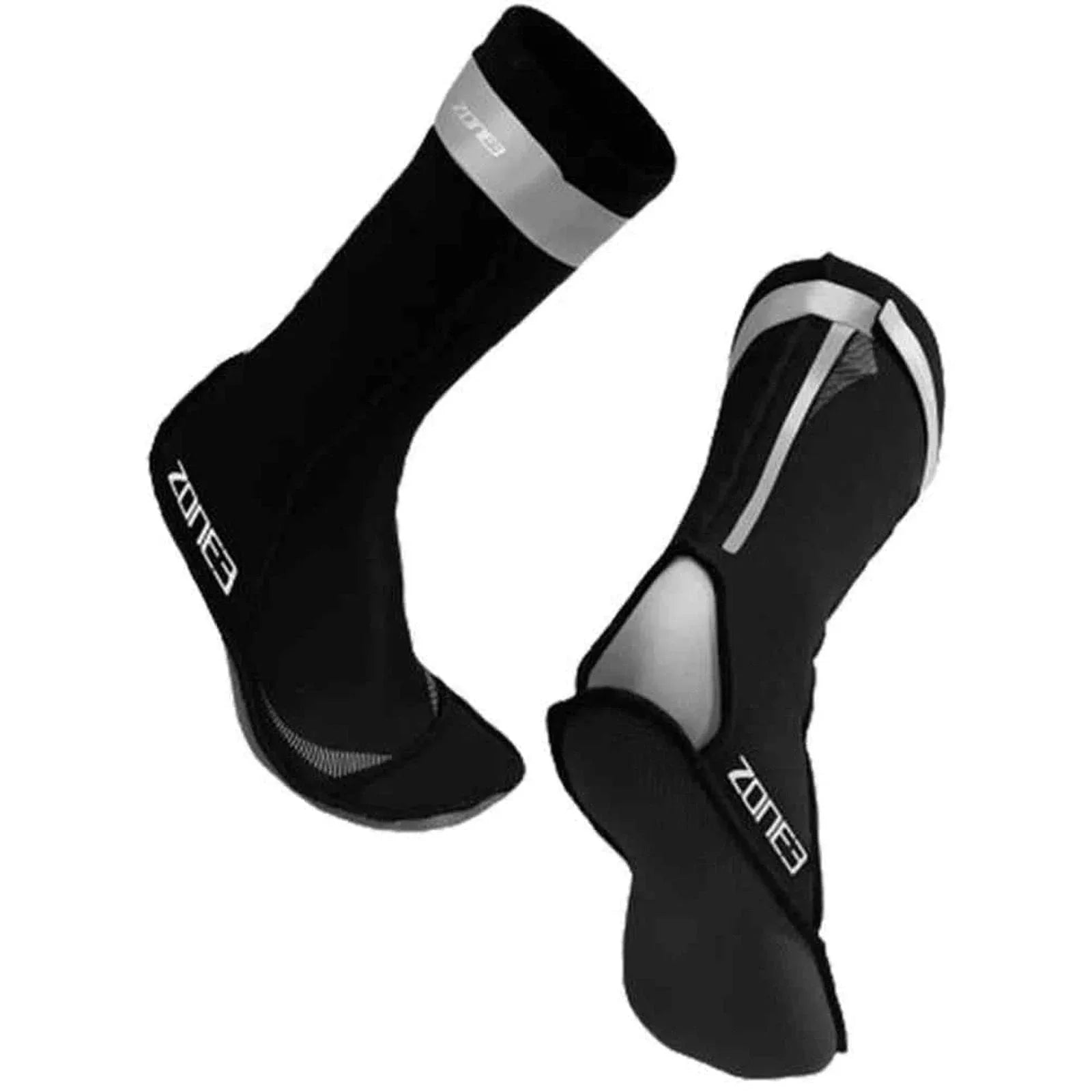 ZONE3 Neoprene Swim Socks - Black/ Silver