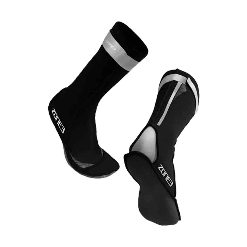 ZONE3 Neoprene Swim Socks - Black/ Silver | WrightSport