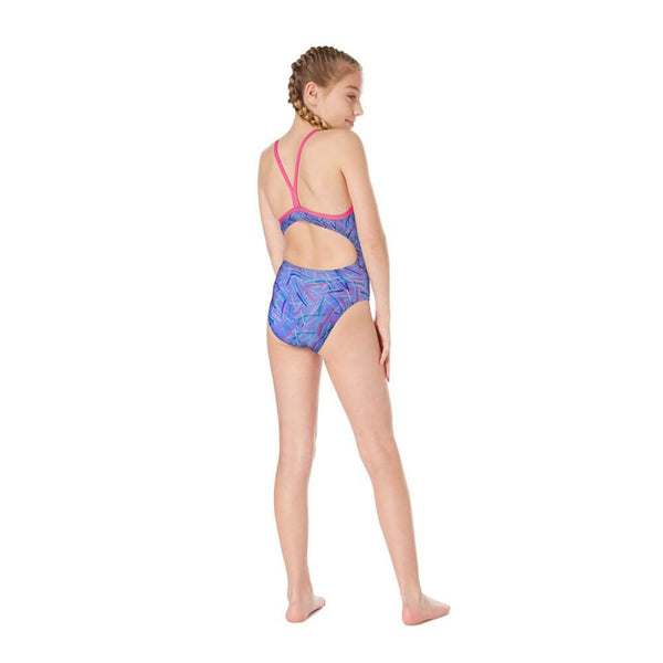 Maru Girls Origami Pacer Fly Back Swimsuit - Purple/Mint