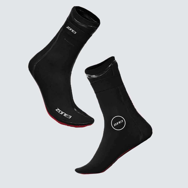 Zone3 Neoprene Heat Tech Warmth Swim Socks - Black / Red